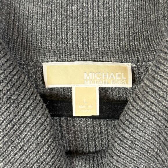 Michael Kors Women's L Oversized Waffleknit Cowl Sweater Charcoal Pullover - Picture 3 of 6